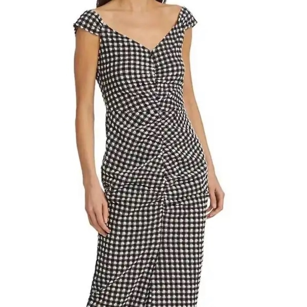 Rachel Comey black snd white gingham ruched dress